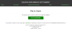 online claim form for equifax settlement